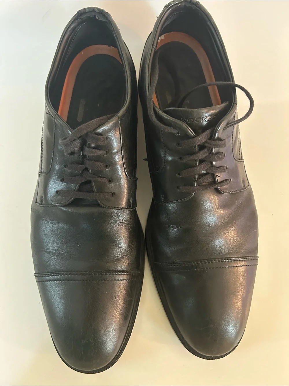 Rockport Men's Black Leather Cap-Toe Oxfords